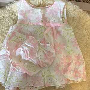 Bonnie Baby Pink and White Floral Eyelet Dress